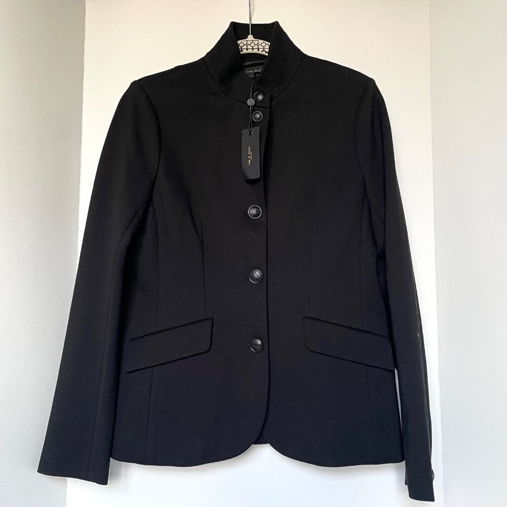 Rag & Bone Sadie Ponte Blazer Black Tailored Stretch Jacket Size 8 - Picture 5 of 16